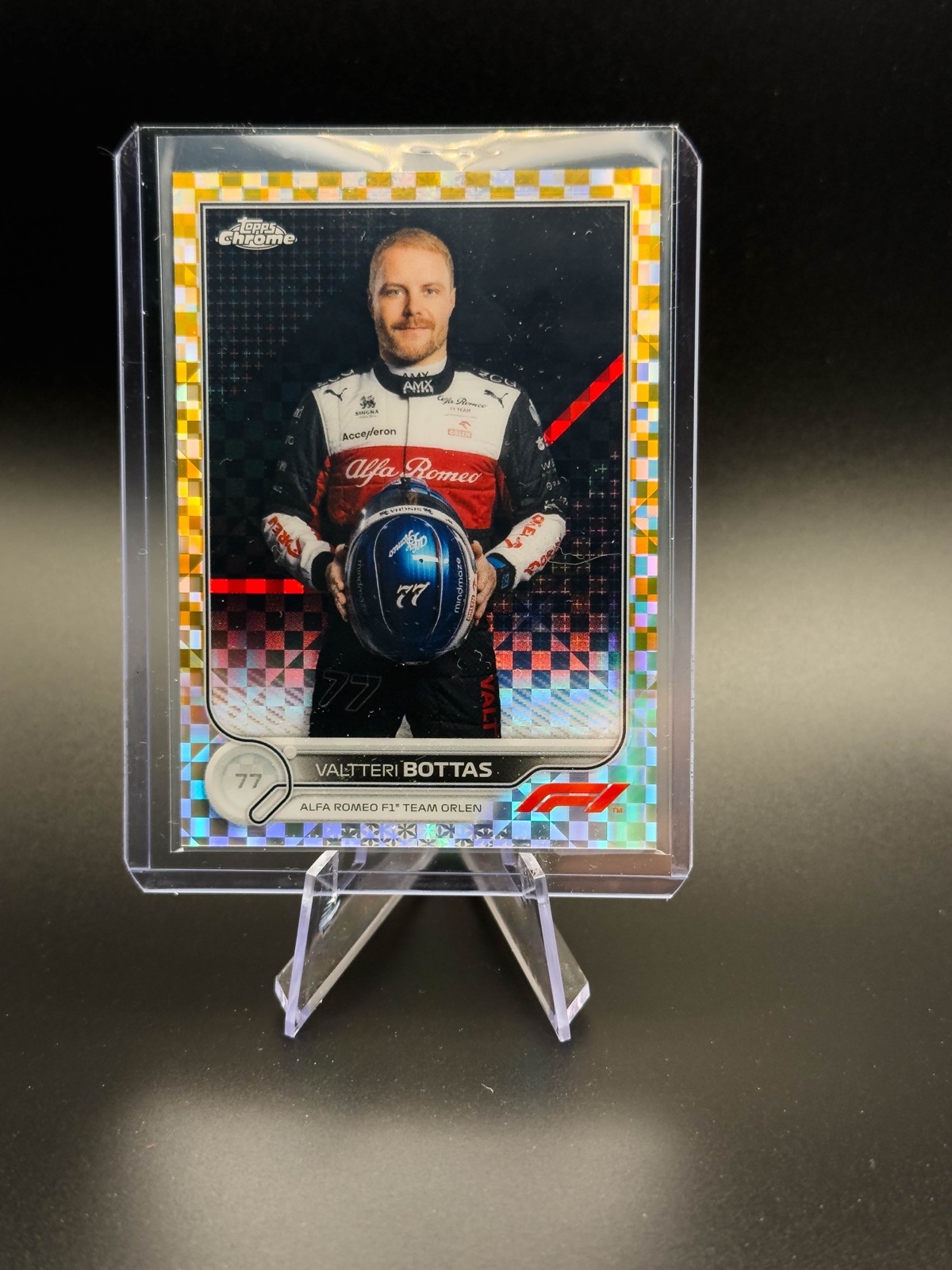 2022 Topps Chrome F1 Valtteri Bottas #57 Gold Checker Flag Refractor /50