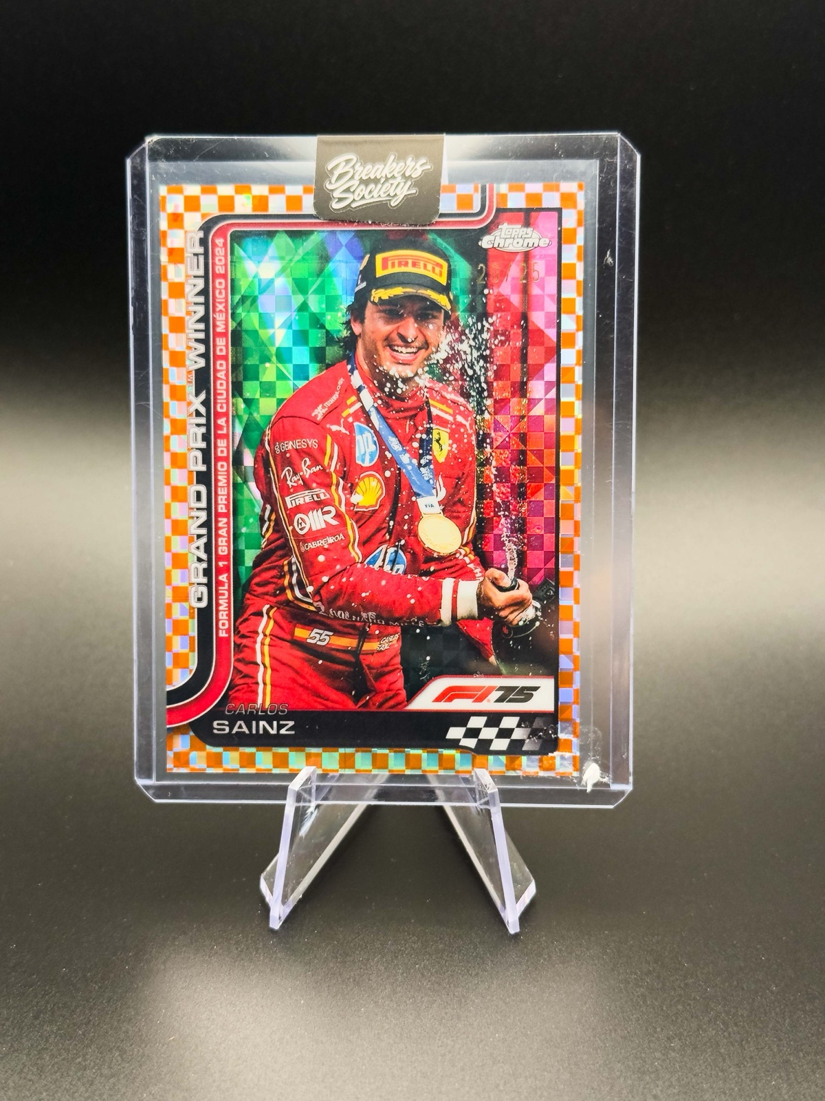2025 Topps Chrome F1 Carlos Sainz #112 Mexico GP Winner Orange Checker /25