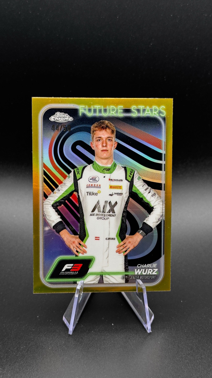 2024 Topps Chrome F1 Charlie Wurz #58 Future Stars, Gold Refractor /50