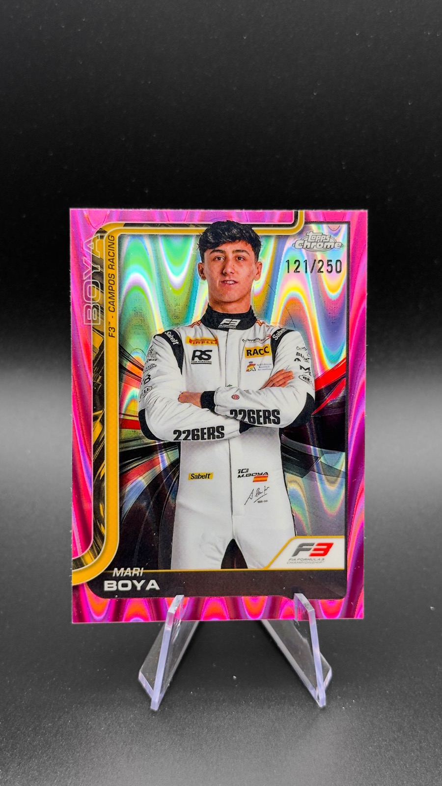 2025 Topps Chrome F1 Mari Boya #54 F3 Drivers, Pink RayWave Refractor /250