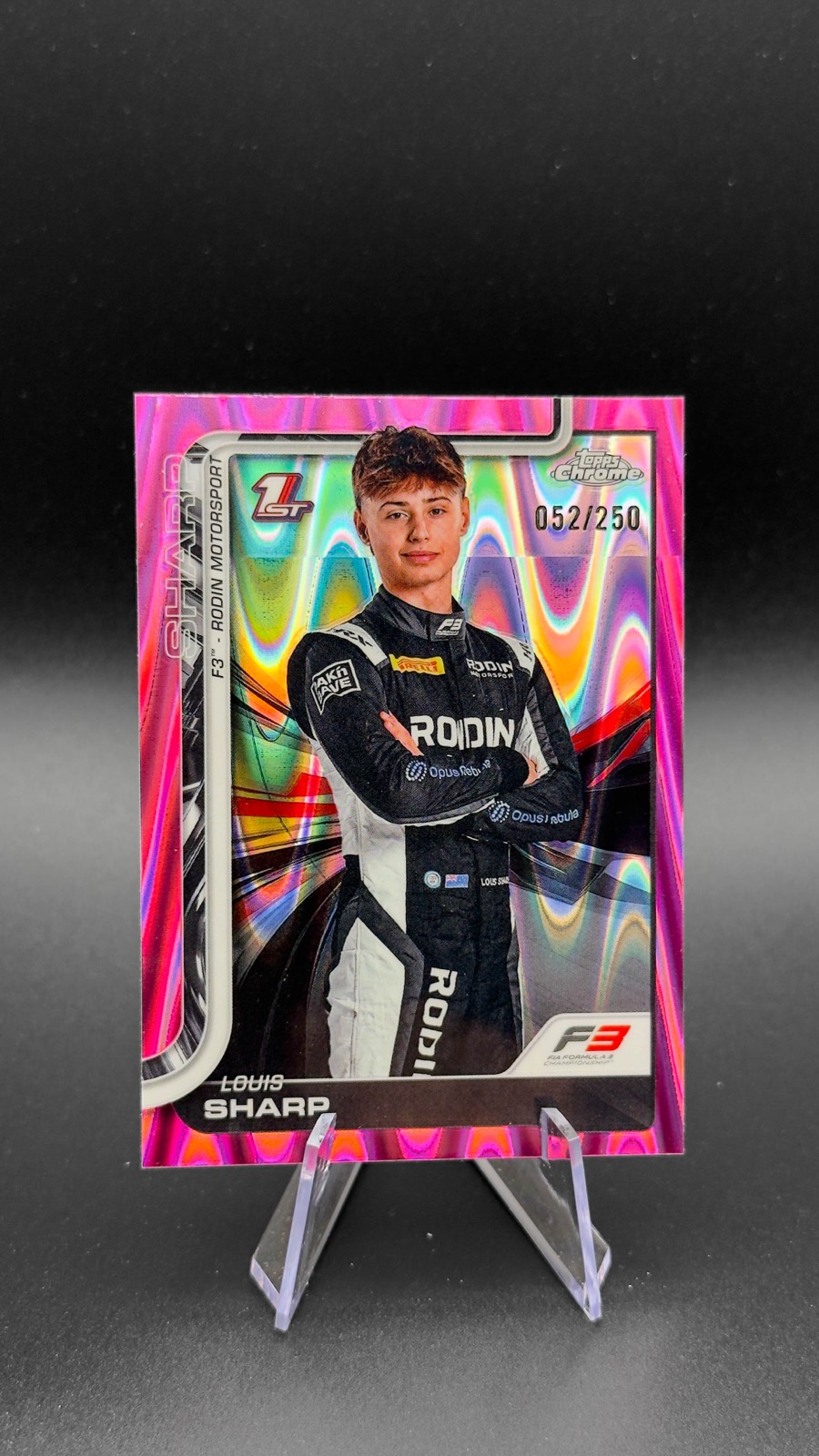 2025 Topps Chrome F1 Louis Sharp #68 F3 Drivers, Pink RayWave Refractor /250