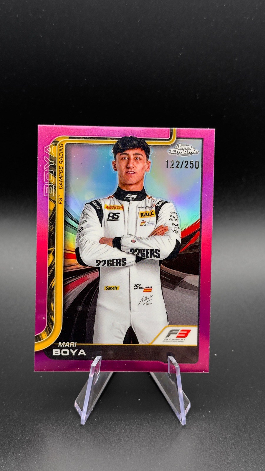 2025 Topps Chrome F1 Mari Boya #54 F3 Drivers, Pink Refractor /250