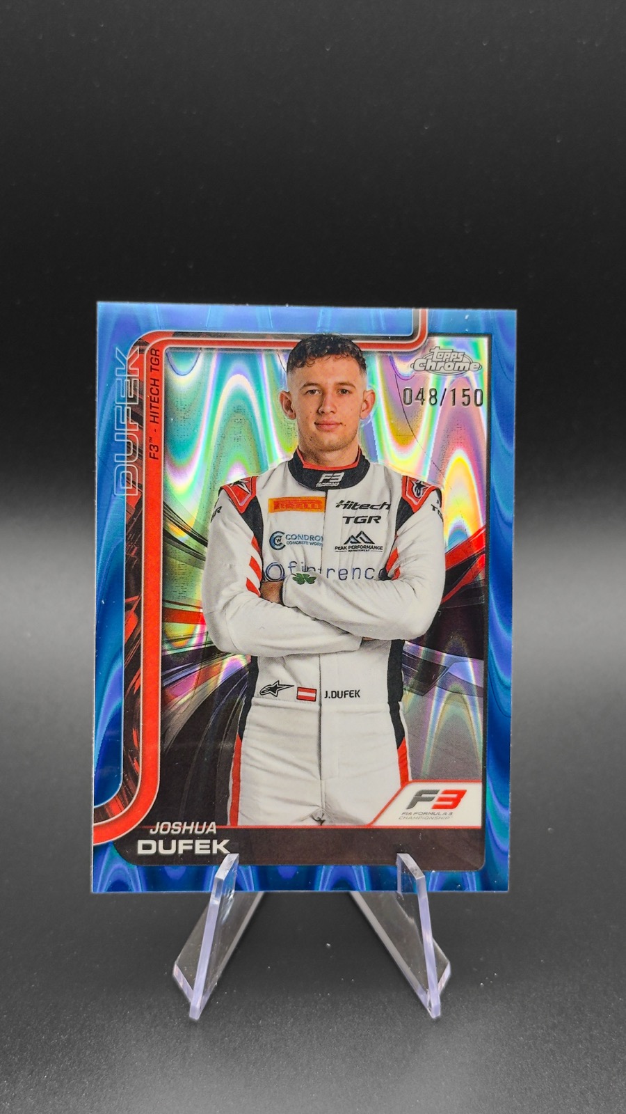 2025 Topps Chrome F1 Joshua Dufek #55 F3 Drivers, Blue RayWave Refractor /150