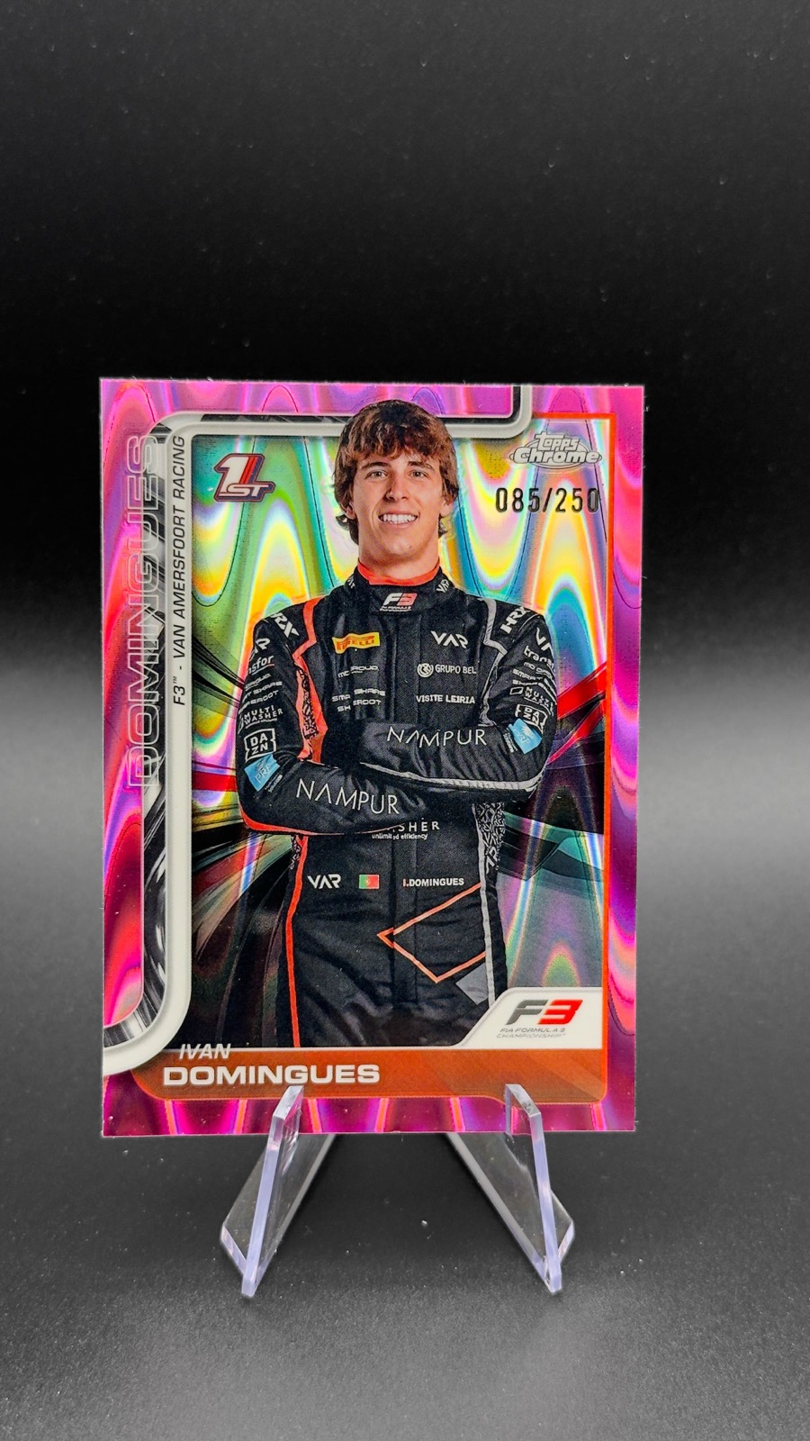 2025 Topps Chrome F1 Ivan Domingues #60 F3 Drivers, Pink RayWave Refractor /250