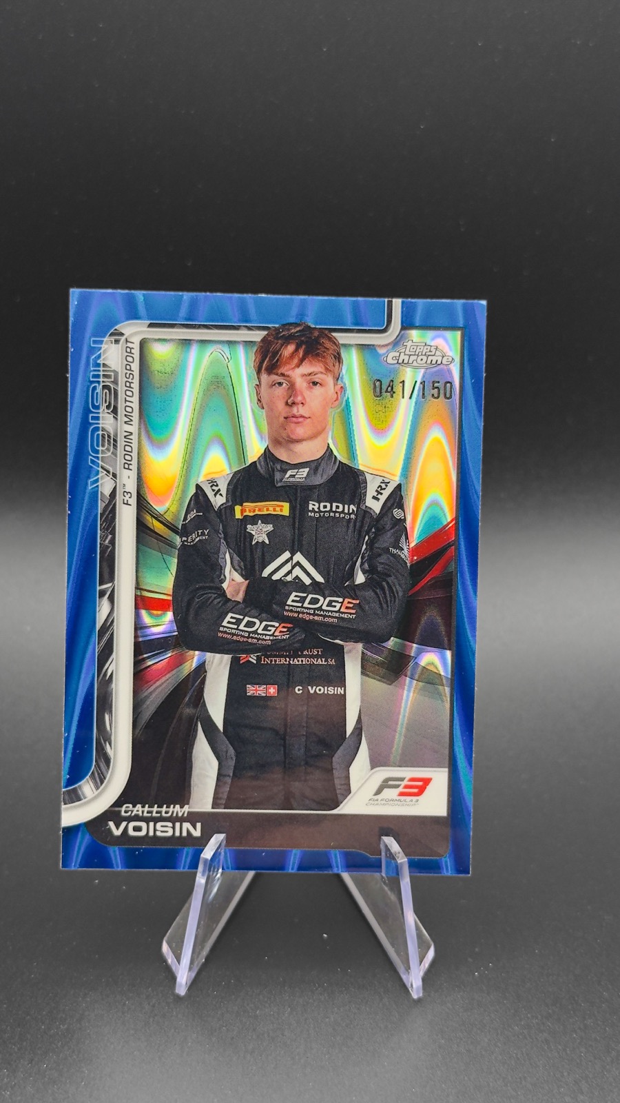 2025 Topps Chrome F1 Callum Voisin #67 F3 Drivers, Blue RayWave Refractor /150