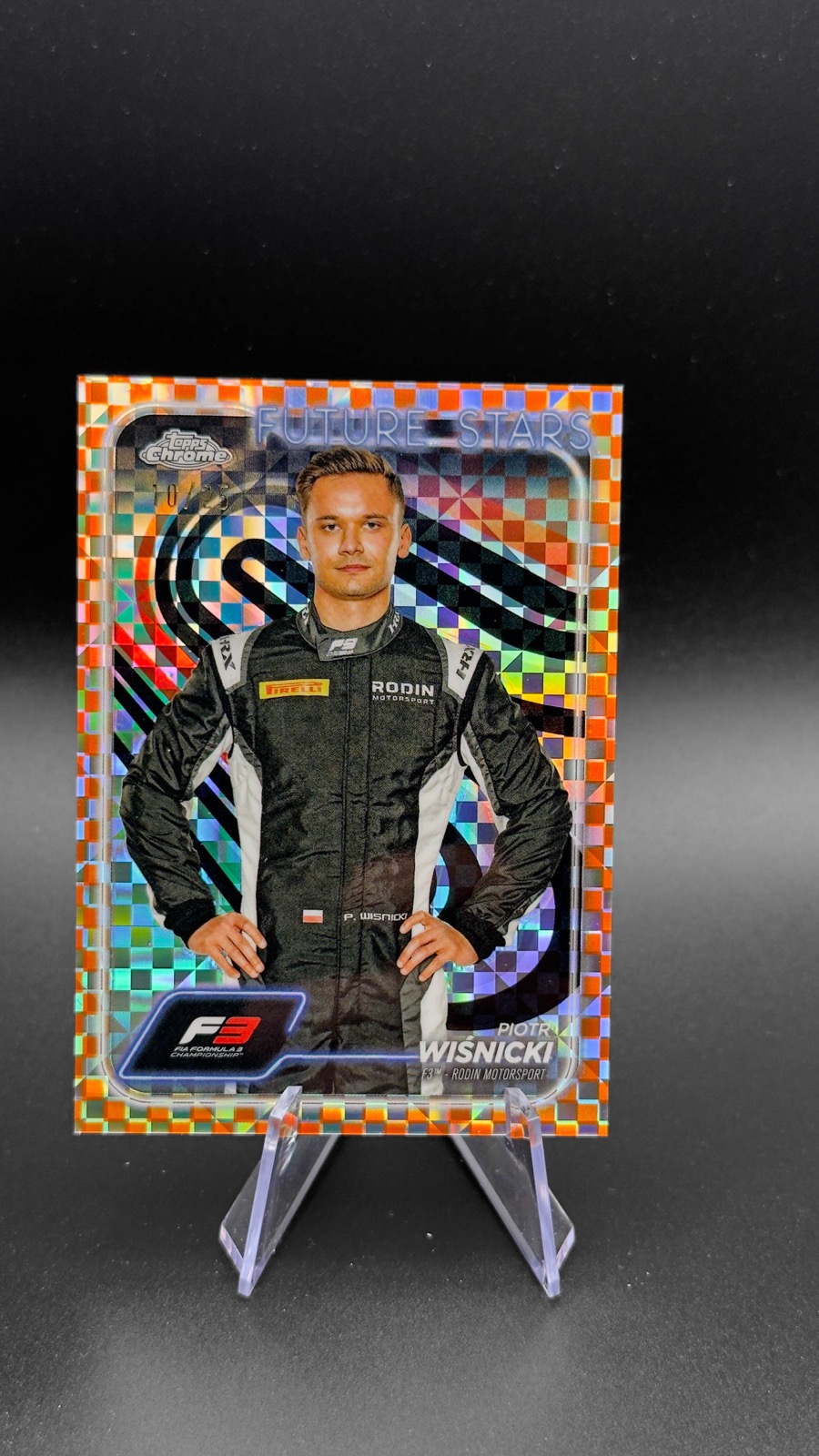 2024 Topps Chrome F1 Piotr Wisnicki #72 Future Stars, Orange Checker /25