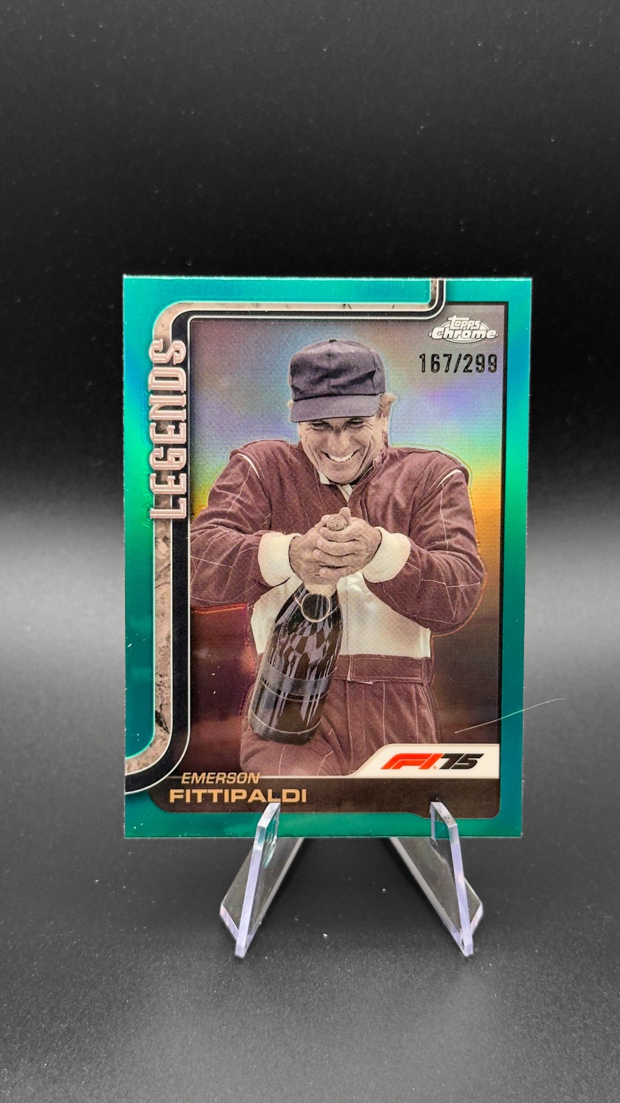 2025 Topps Chrome F1 Emerson Fittipaldi #152 F1 Legends, Teal Refractor /299