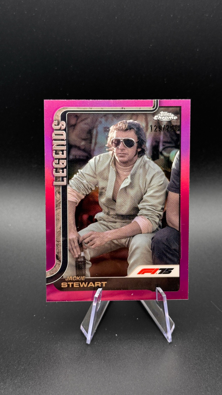2025 Topps Chrome F1 Jackie Stewart #154 F1 Legends, Pink Refractor /250