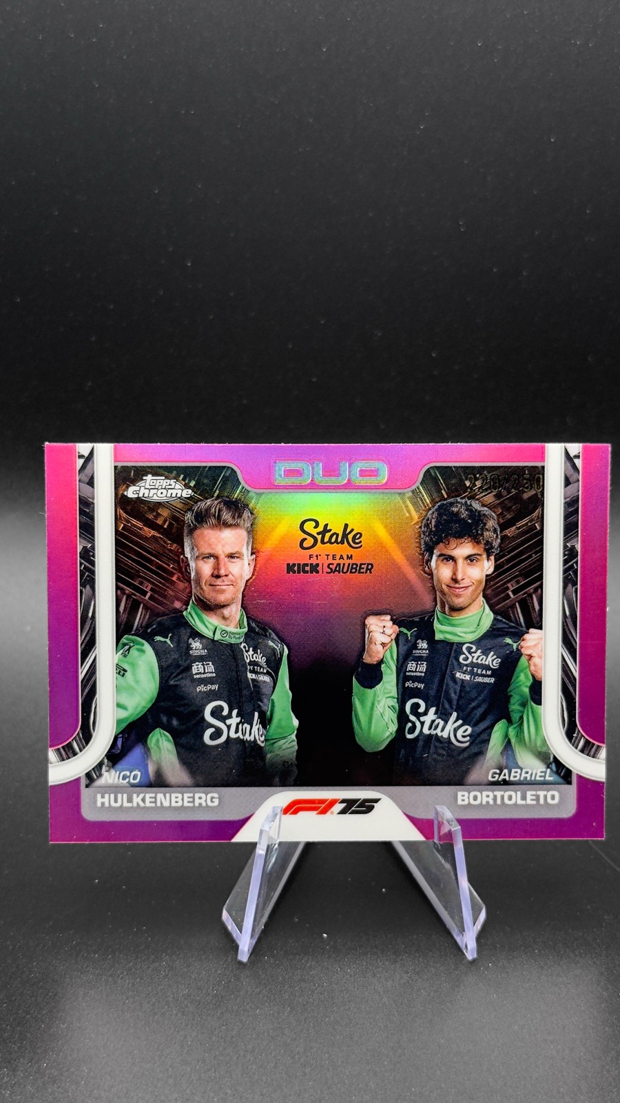 2025 Topps Chrome F1 Nico Hulkenberg / Gabriel Bortoleto #173 Duo, Pink Ref /250