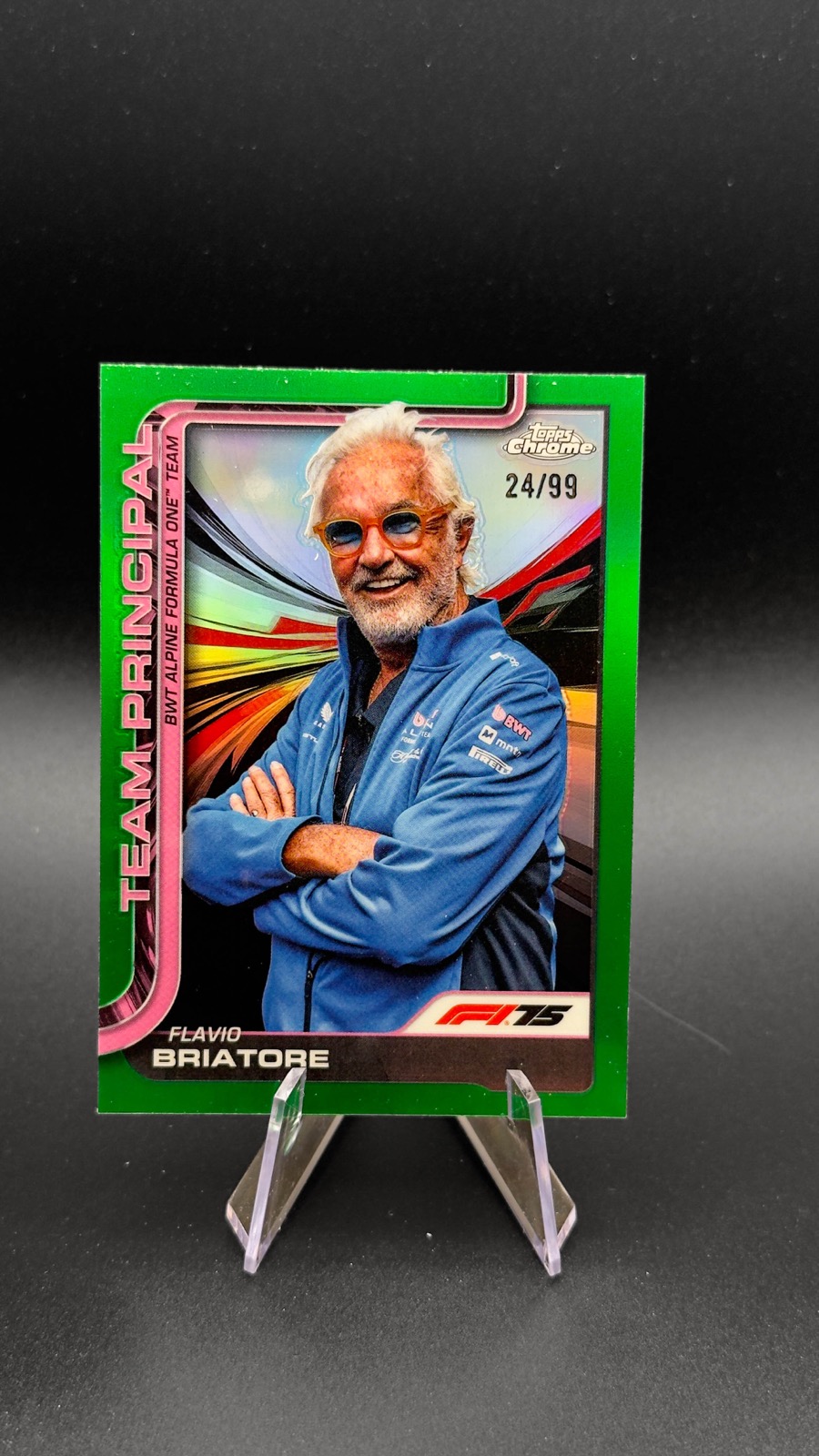 2025 Topps Chrome F1 Flavio Briatore #199 Team Principal, Green Refractor /99