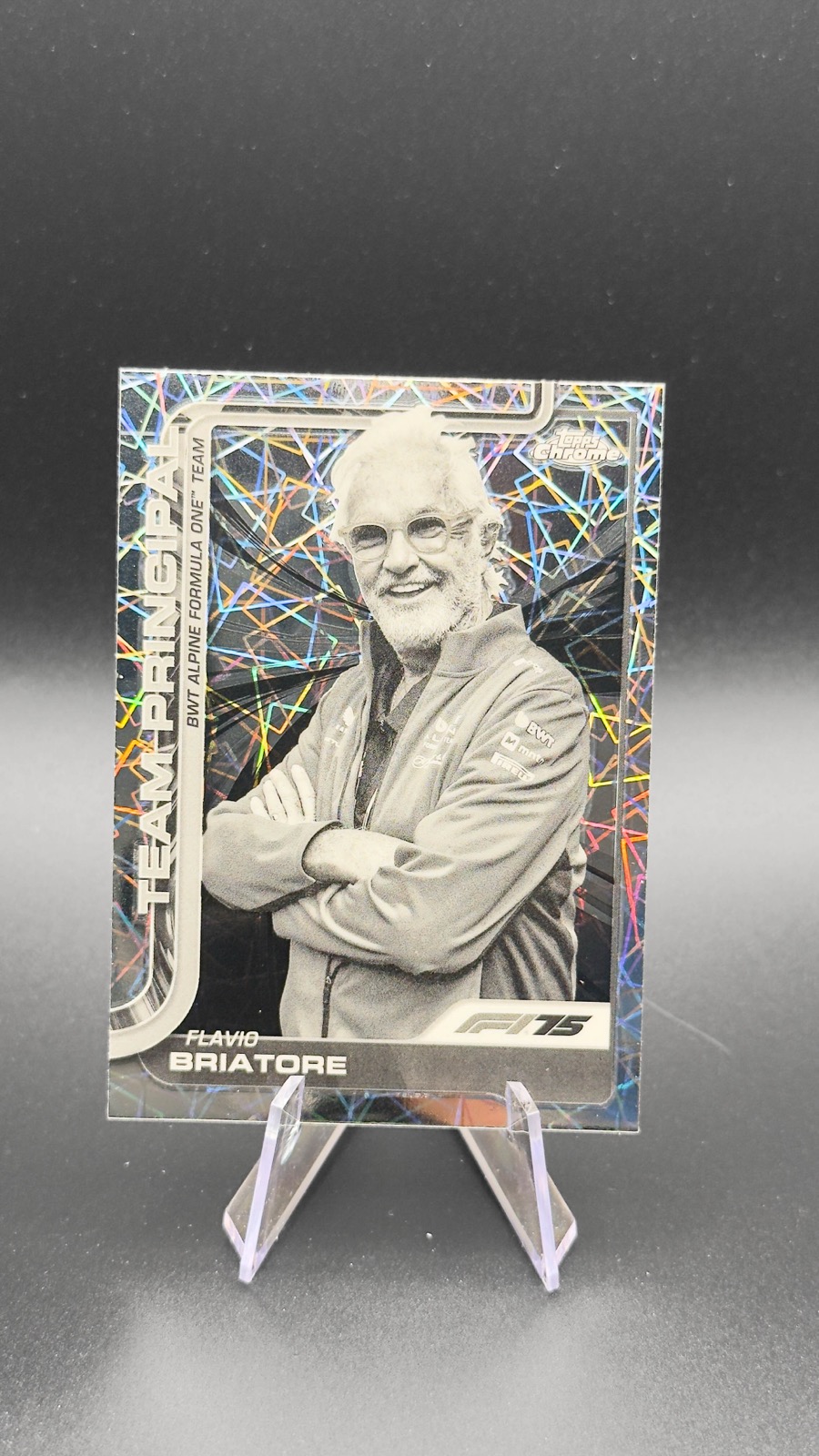 2025 Topps Chrome F1 Flavio Briatore #199 Team Principal, B&W Lazer