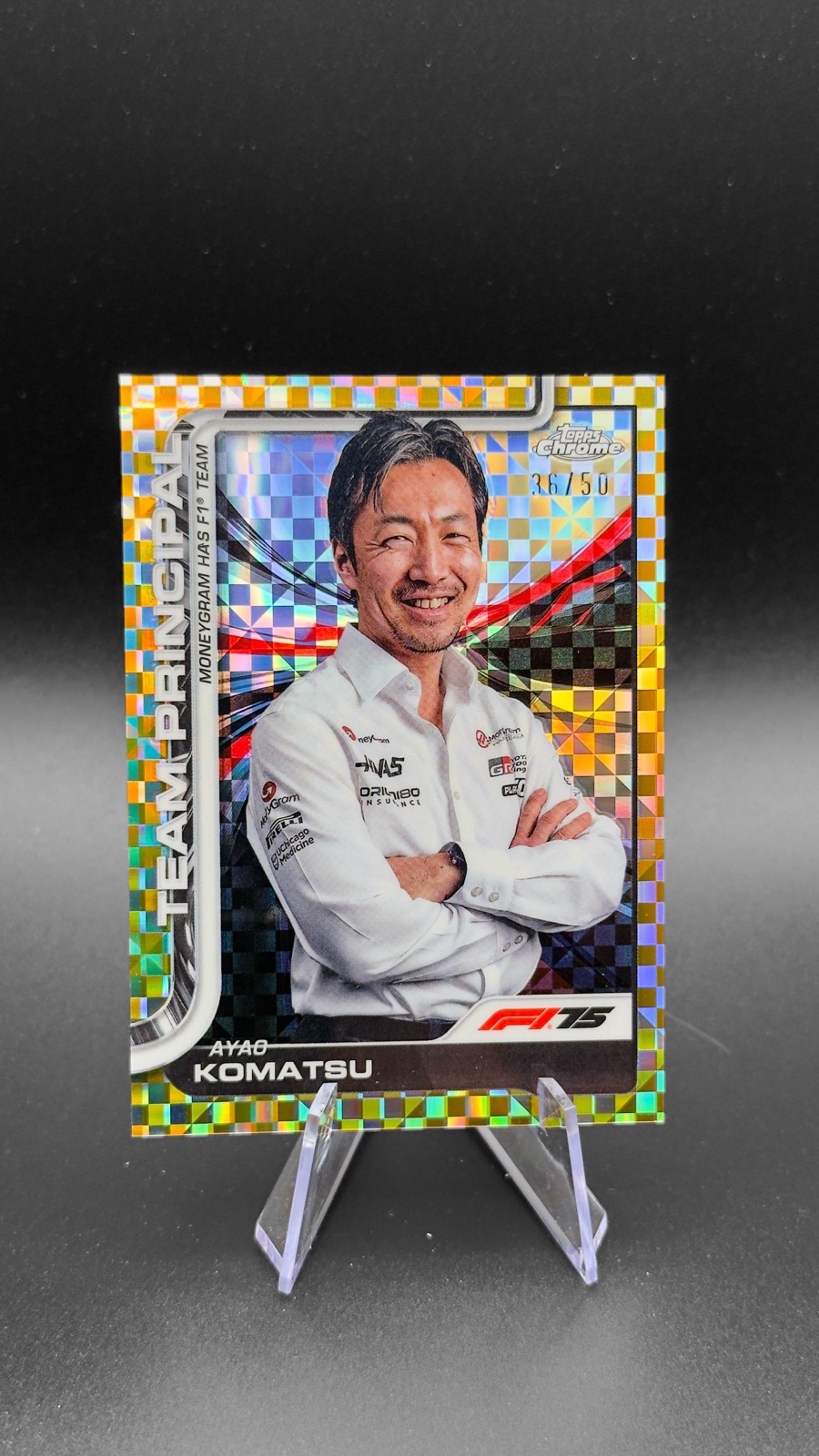 2025 Topps Chrome F1 Ayao Komatsu #198 Team Principal, Gold Checker /50