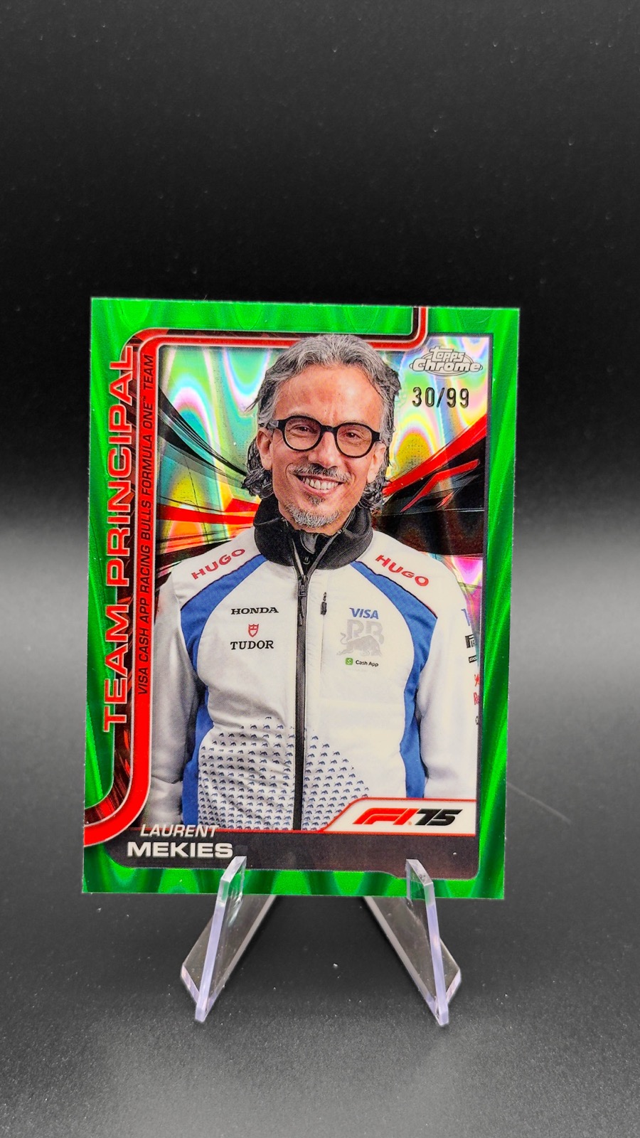2025 Topps Chrome F1 Laurent Mekies #197 Team Principal, Green RayWave Ref /99