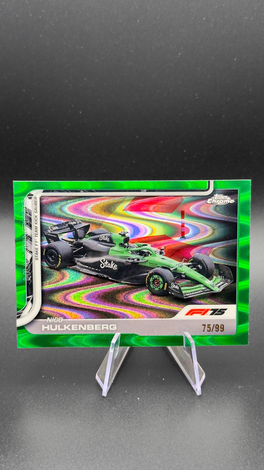 2025 Topps Chrome F1 Nico Hulkenberg #91 Green RayWave Refractor /99
