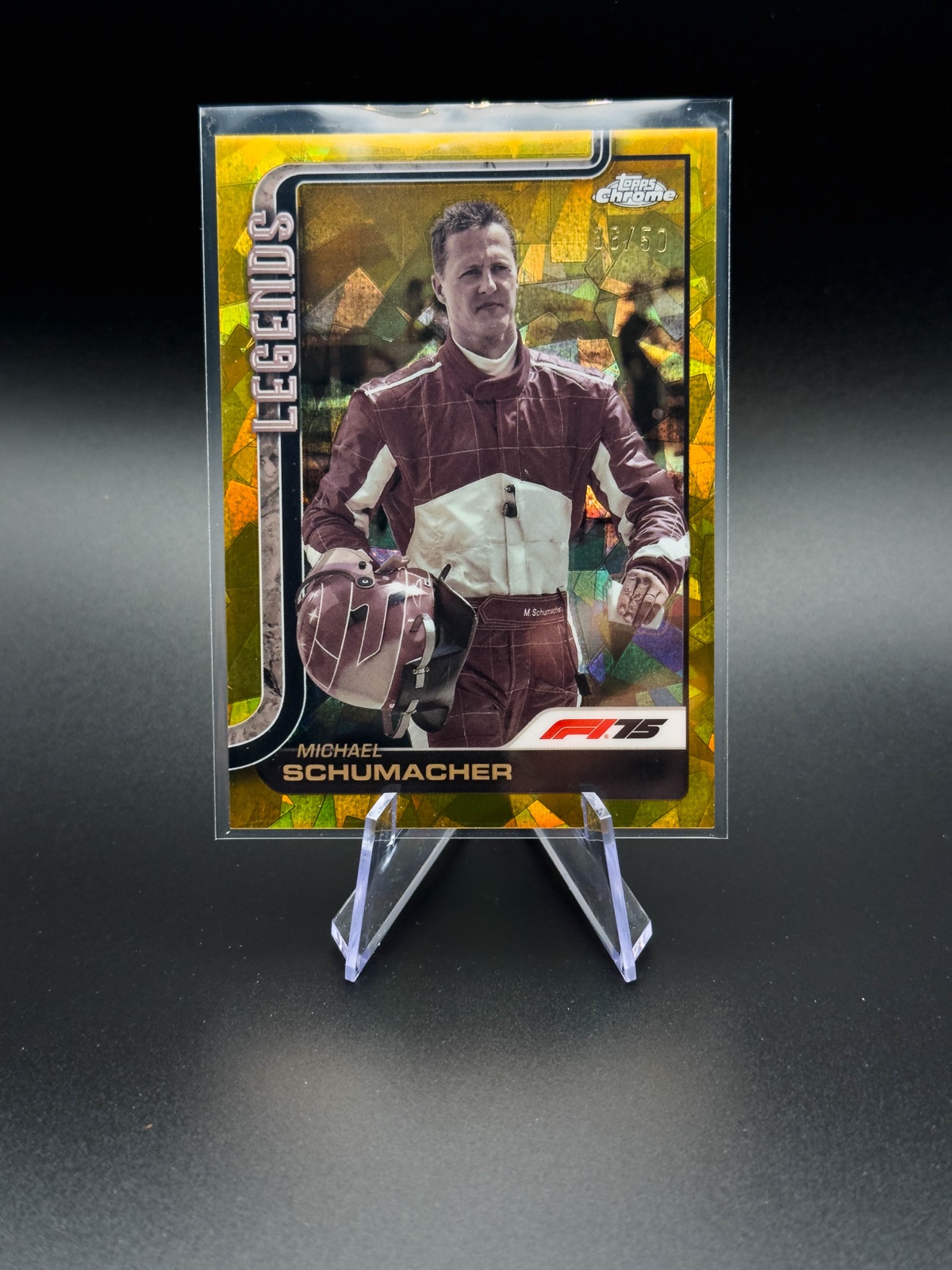 2025 Topps Chrome F1 Michael Schumacher Legends #158 Gold Sapphire /50