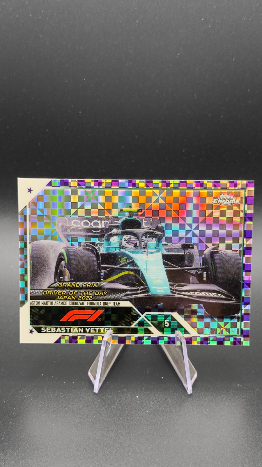 2023 Topps Chrome F1 Sebastian Vettel #183 DOTD, Purple Checker /199