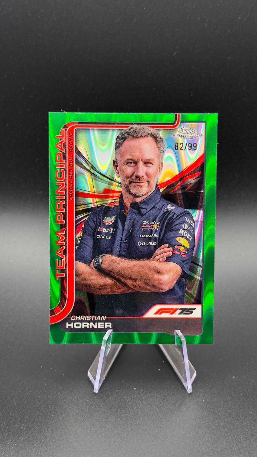 2025 Topps Chrome F1 Christian Horner #192 Team Principal, Green RayWave Ref /99