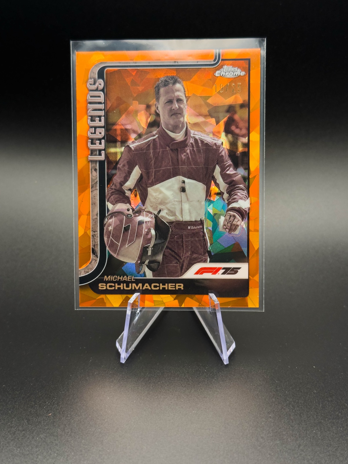 2025 Topps Chrome F1 Michael Schumacher Legends #158 Orange Sapphire /25