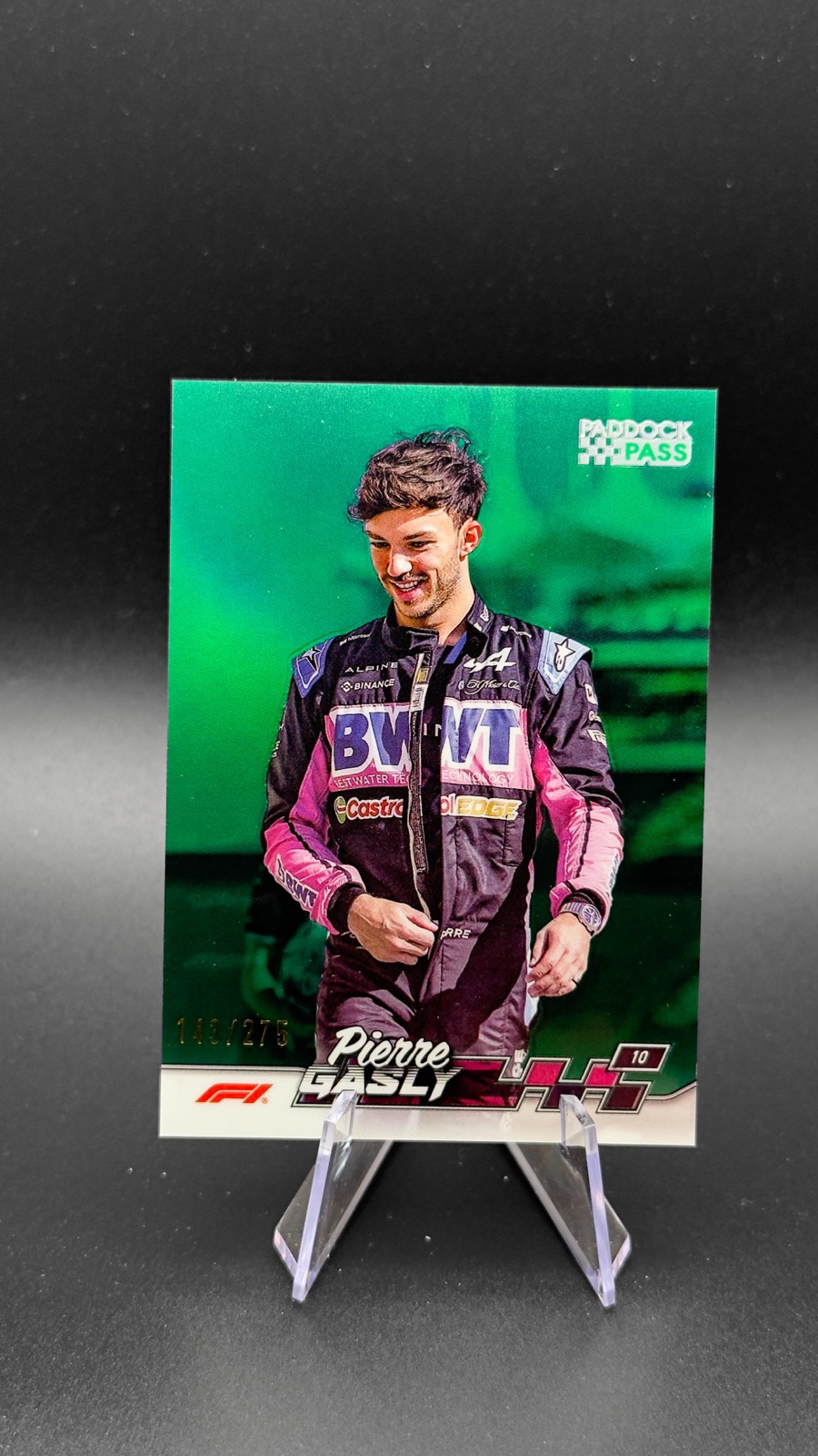 2024 Topps F1 Paddock Pass Pierre Gasly #10 Green Refractor /275
