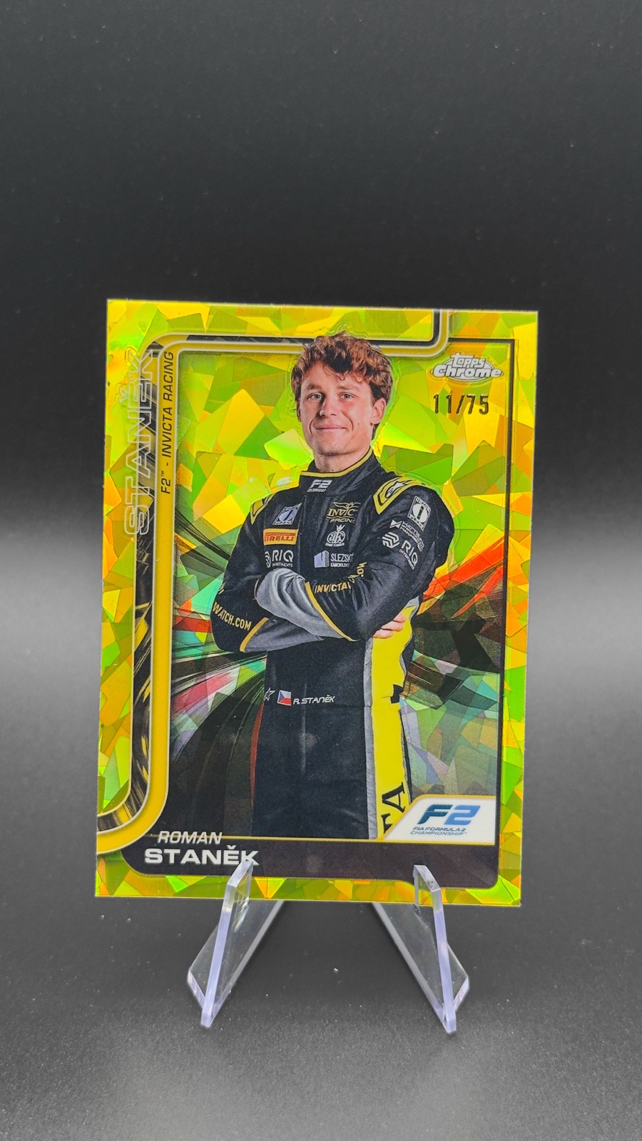 2025 Topps Chrome F1 Roman Stanek #22 F2 Drivers, Gold Sapphire /75
