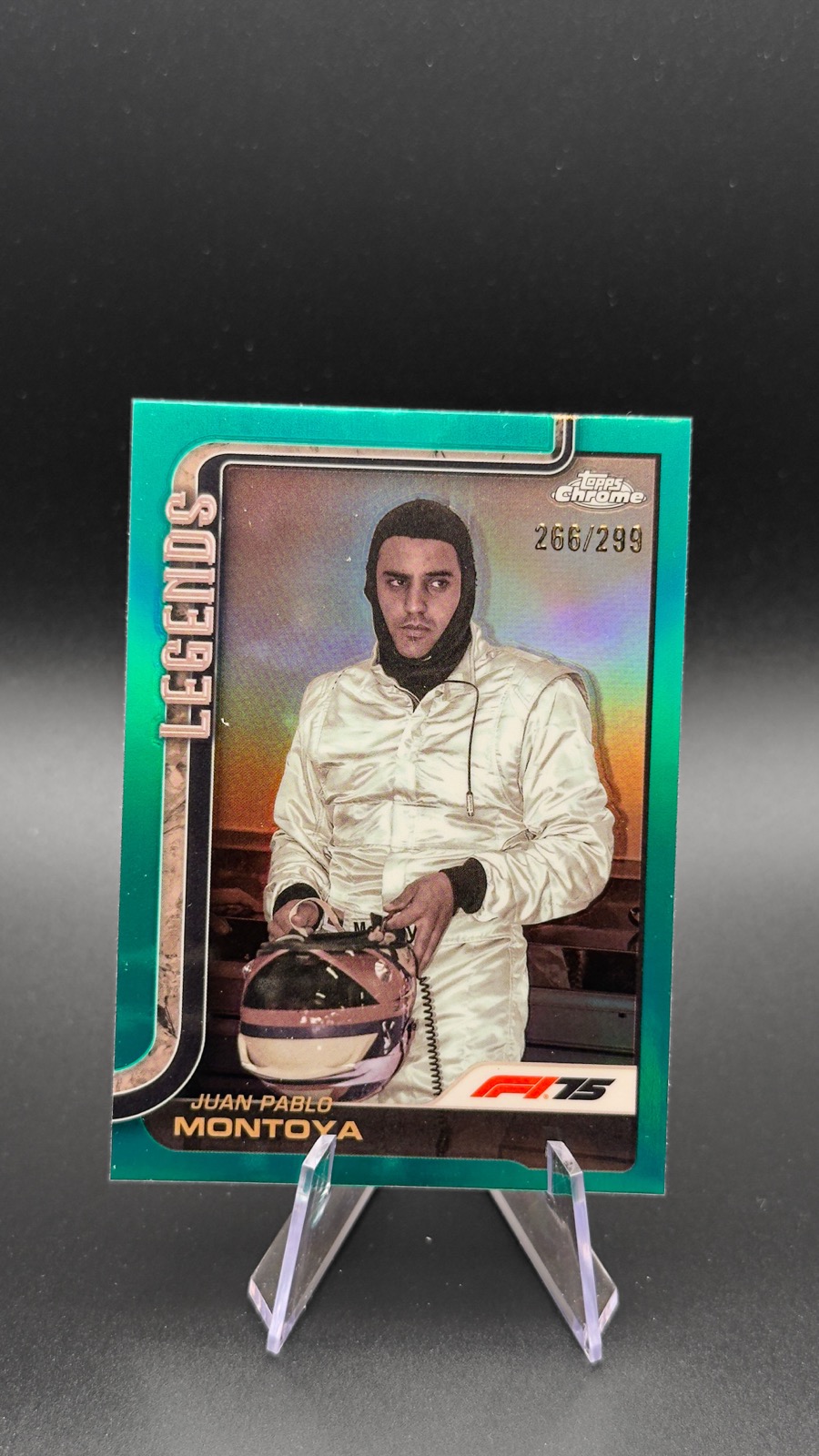 2025 Topps Chrome F1 Juan Pablo Montoya #156 F1 Legends, Teal Refractor /299