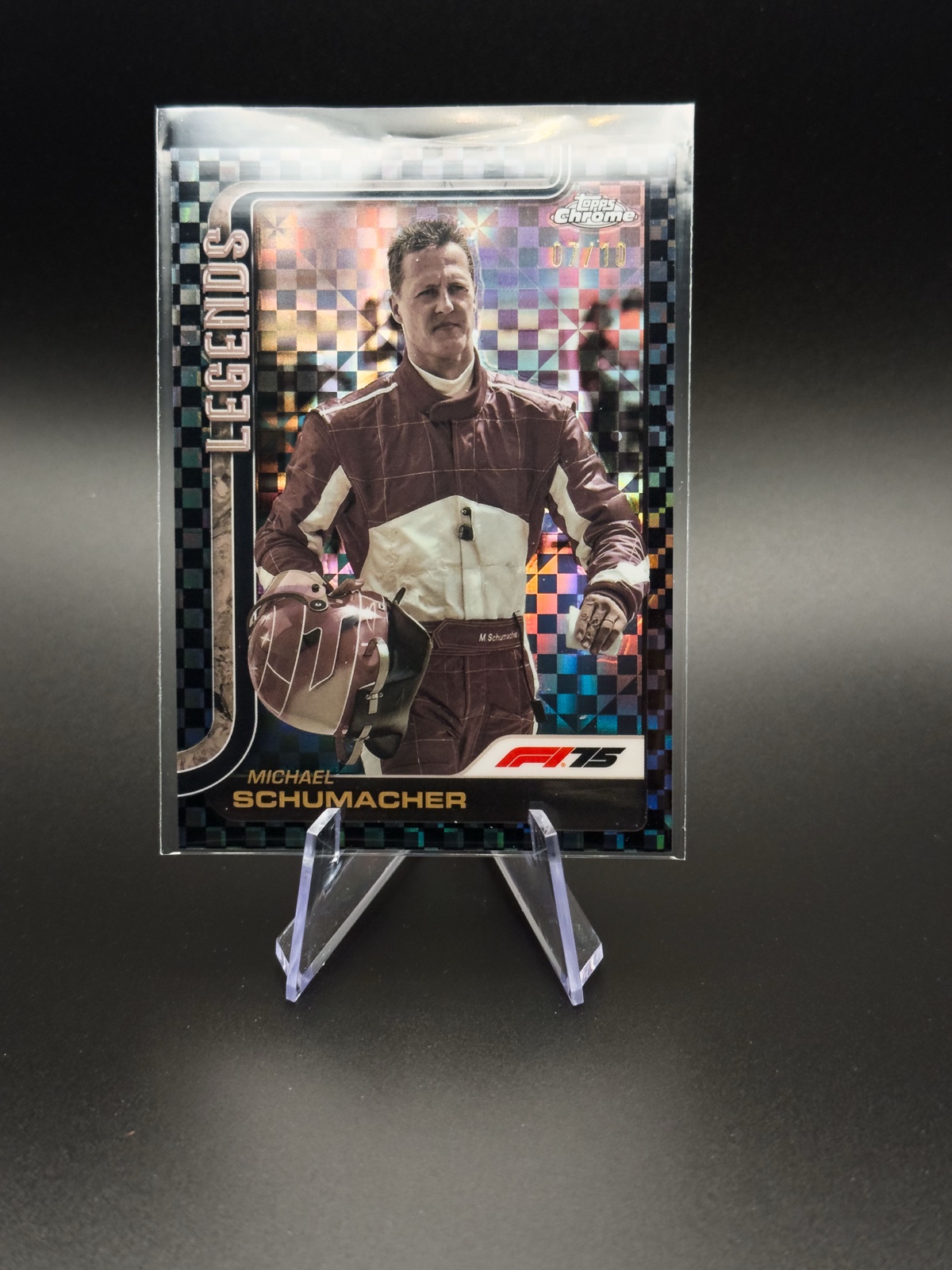 2025 Topps Chrome F1 Michael Schumacher Legends #158 Black Checker /10