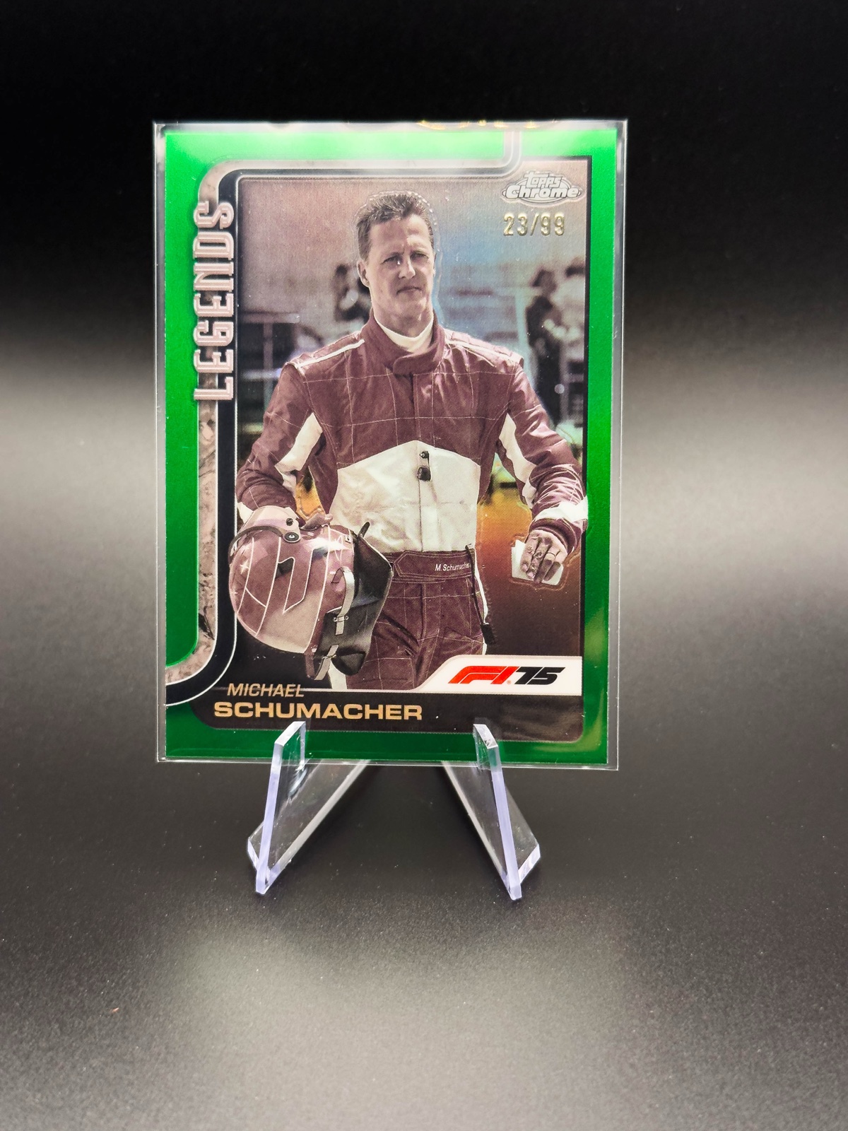 2025 Topps Chrome F1 Michael Schumacher Legends #158 Green Refractor /99