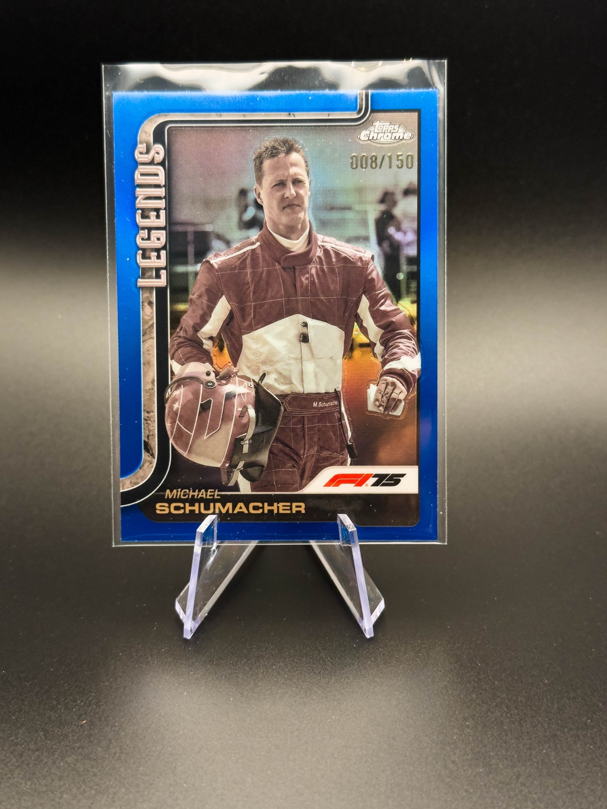 2025 Topps Chrome F1 Michael Schumacher Legends #158 Blue Refractor /150