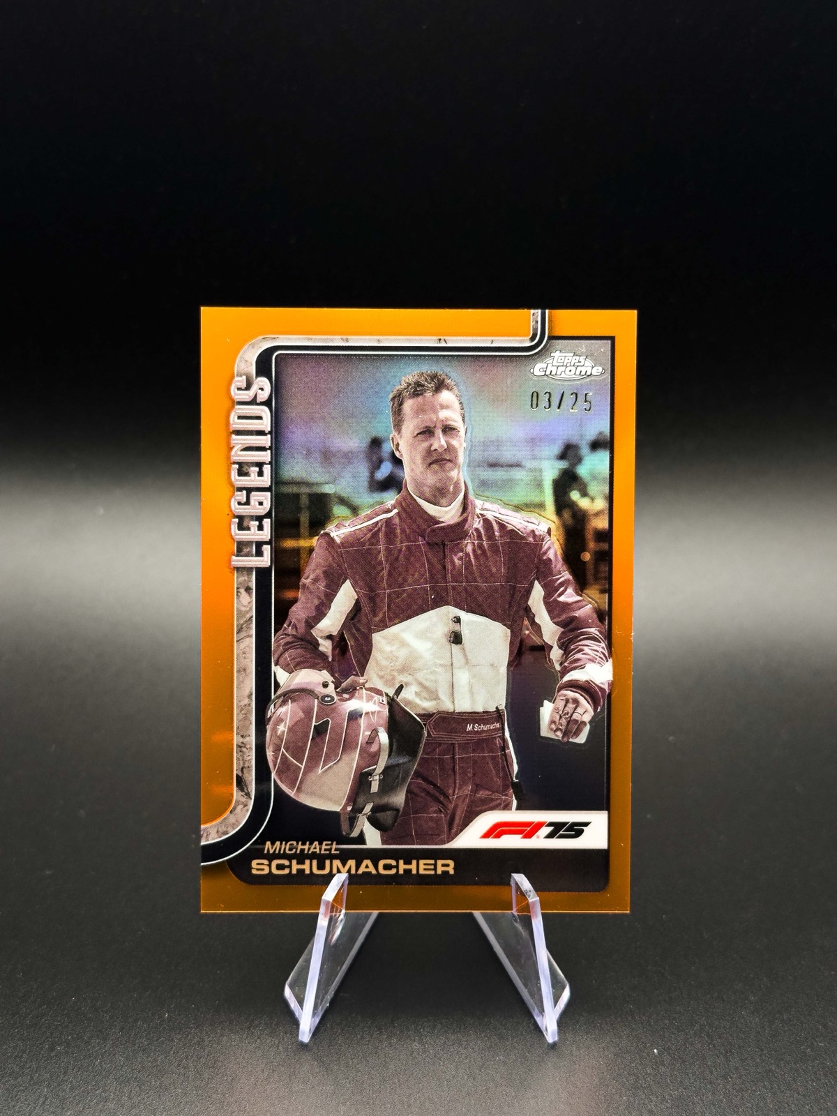2025 Topps Chrome F1 Michael Schumacher #158 Legends, Orange Refractor /25