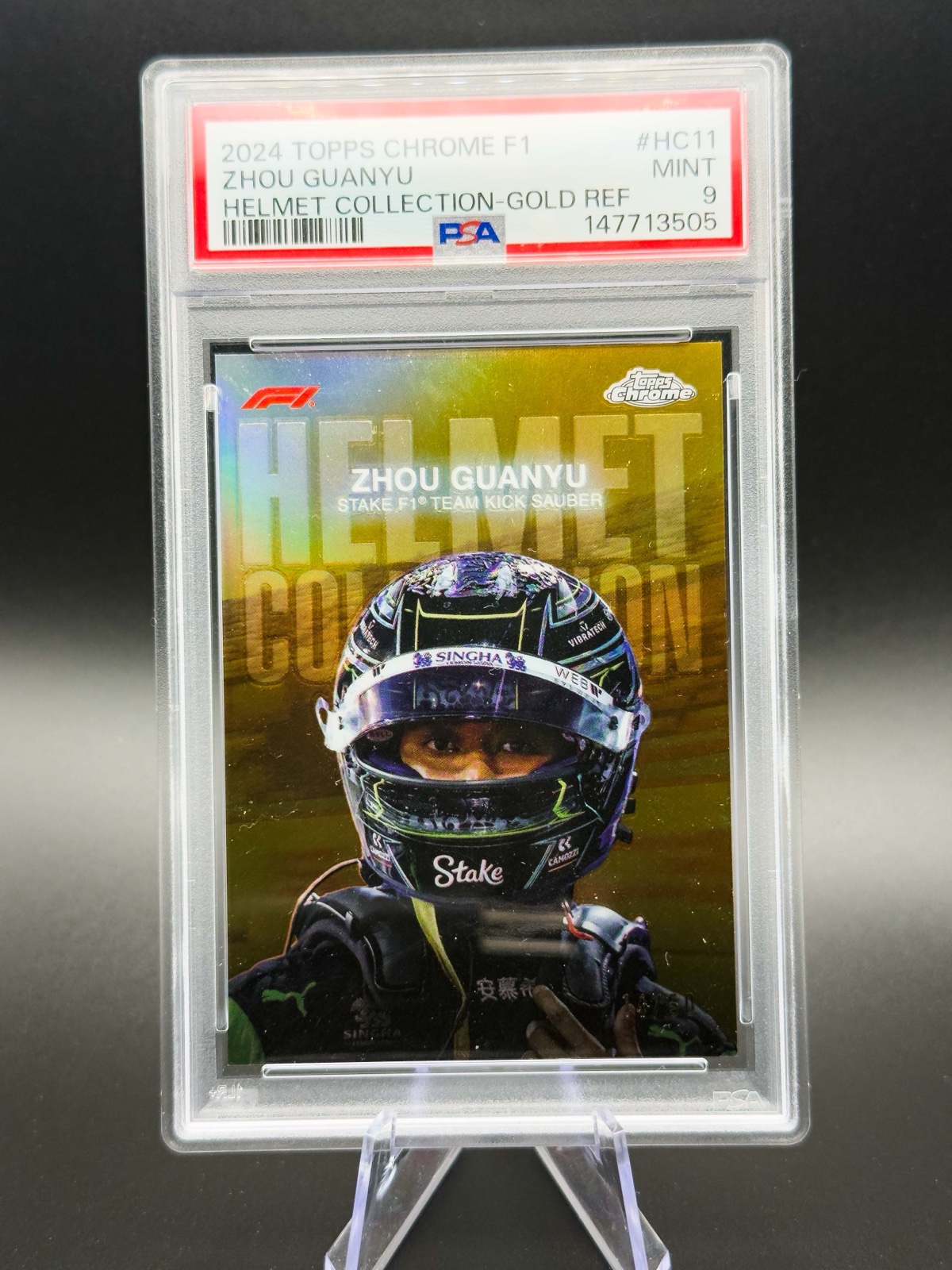 2024 Topps Chrome F1 Zhou Guanyu Helmet Collection #HC-11 Gold /50 PSA 9