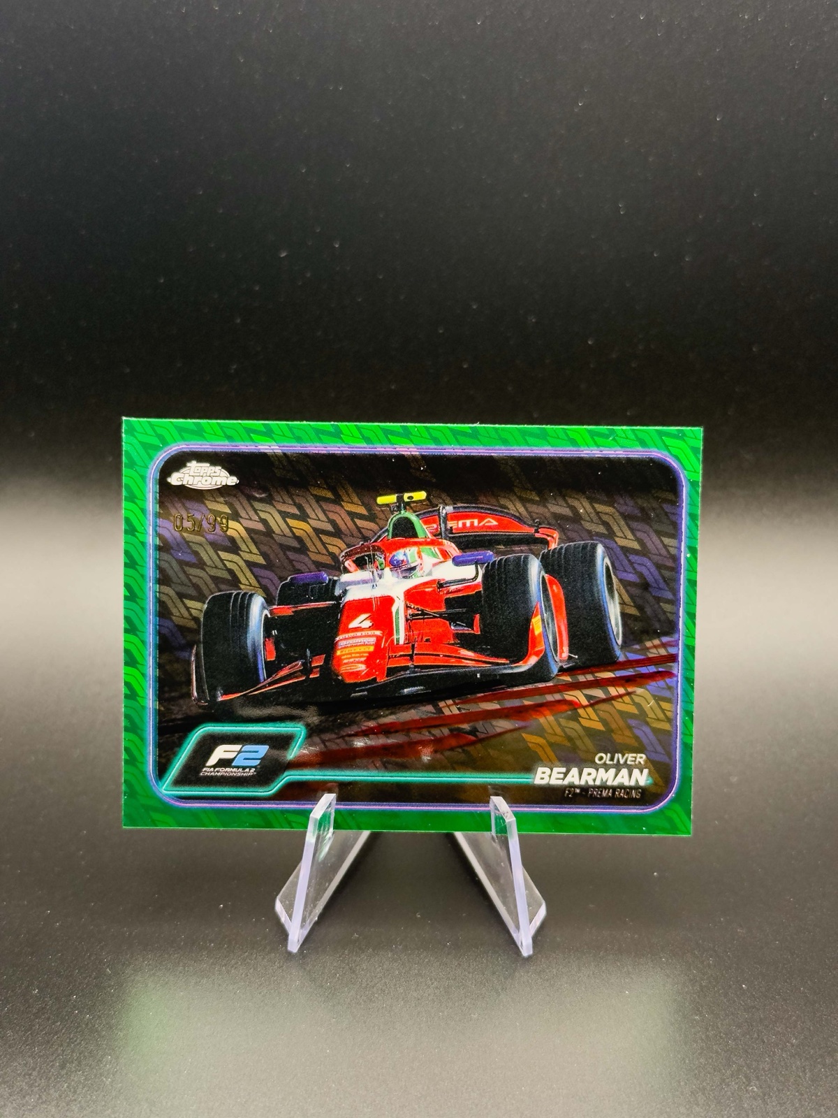 2024 Topps Chrome F1 Oliver Bearman #93 F2 Drivers, Green Ref /99